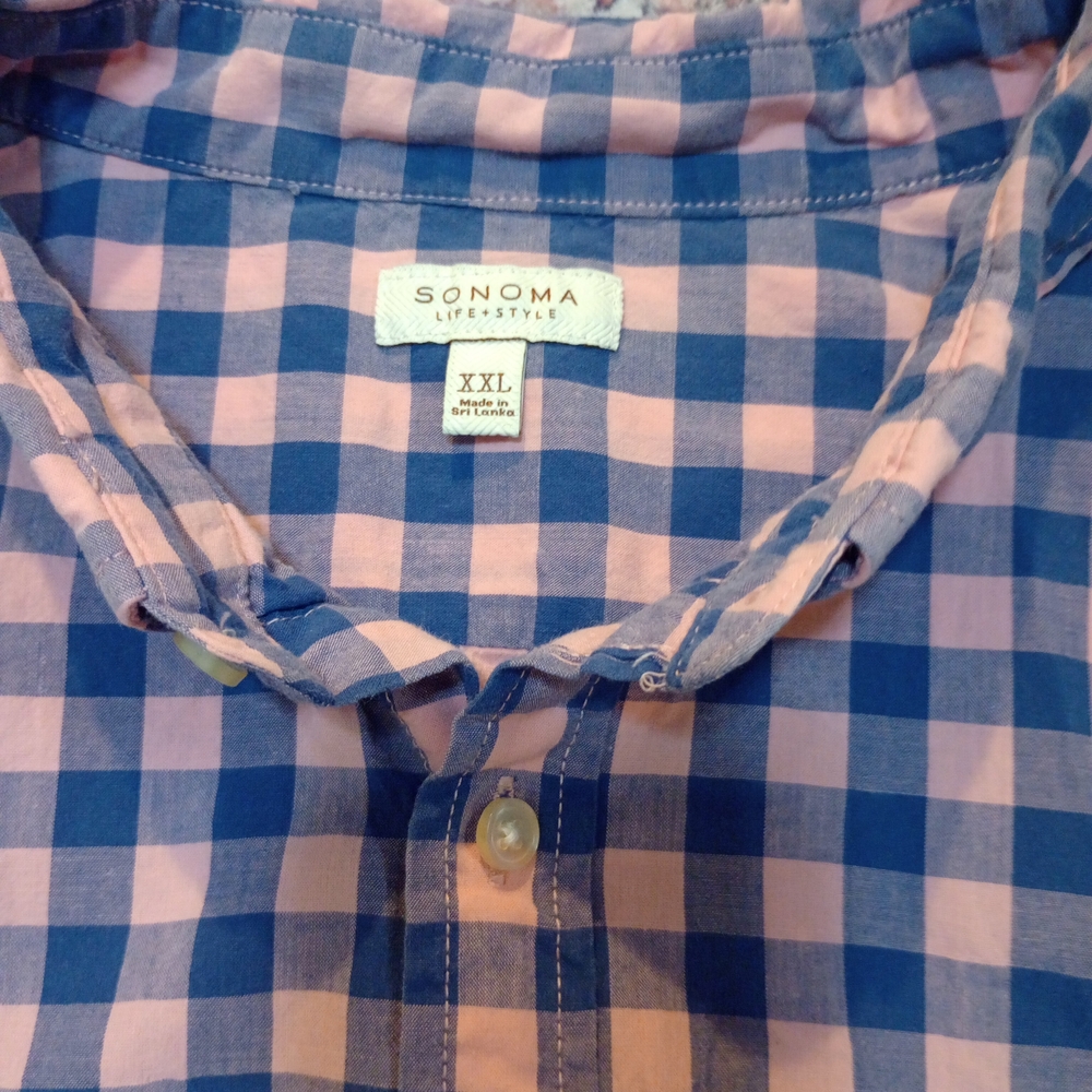 Sonoma Blue and Pink Casual Button Down Shirt‎ - Picture 3 of 4